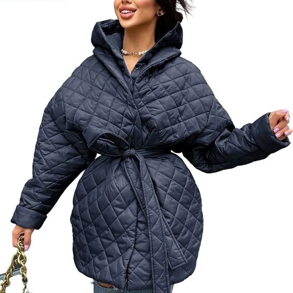 BTFBM NWT Hooded, Quilted, Puffer Coat, Silvery Blue - Picture 4 of 10